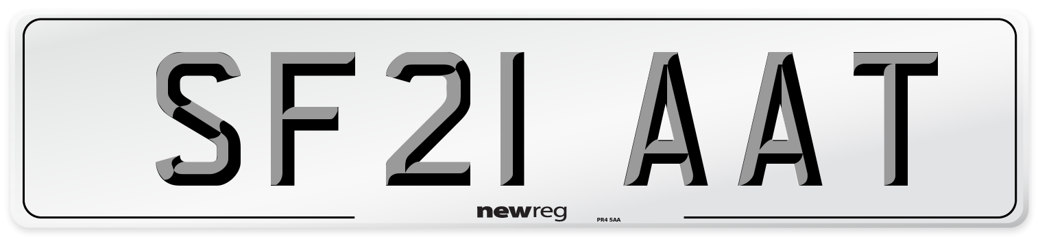 SF21 AAT Number Plate from New Reg